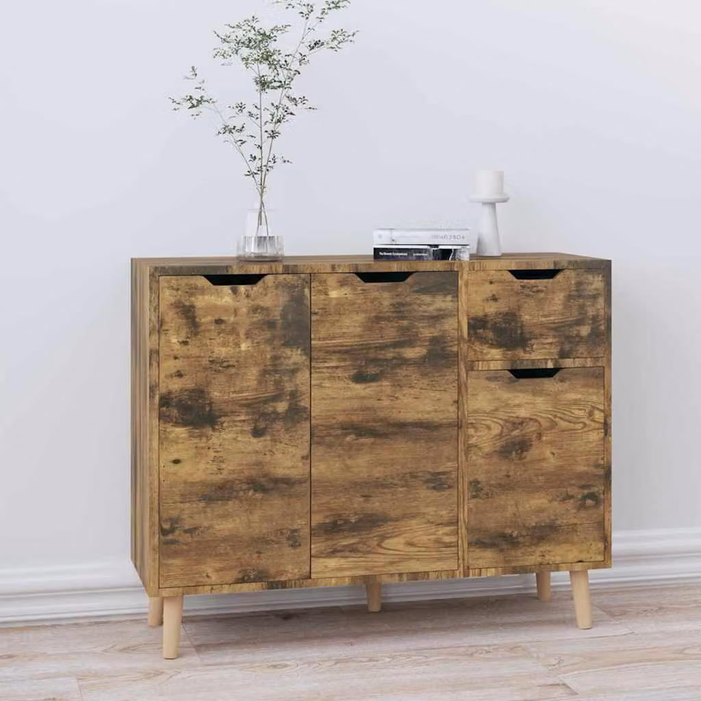 Credenza moderna vidaXL in legno multistrato e MDF color rovere fumo L: 90 cm, P: 30 cm, H: 72 cm
