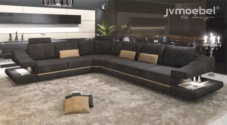 Wohnzimmer Textil L-Form Sitz Schlafsofa Möbel Ecksofa Couch Polstermöbel