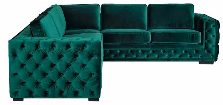 Grüne Ecksofa Chesterfield Wohnzimmer Modern Design Sofa Möbel Samt Eckgarnitur