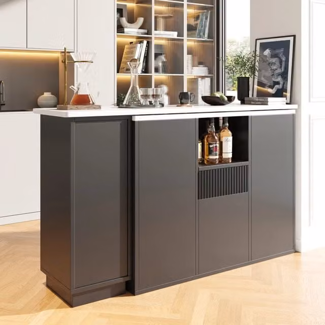 Banco bar girevole 210x30x100.9 cm con design rotante; MDF; nero