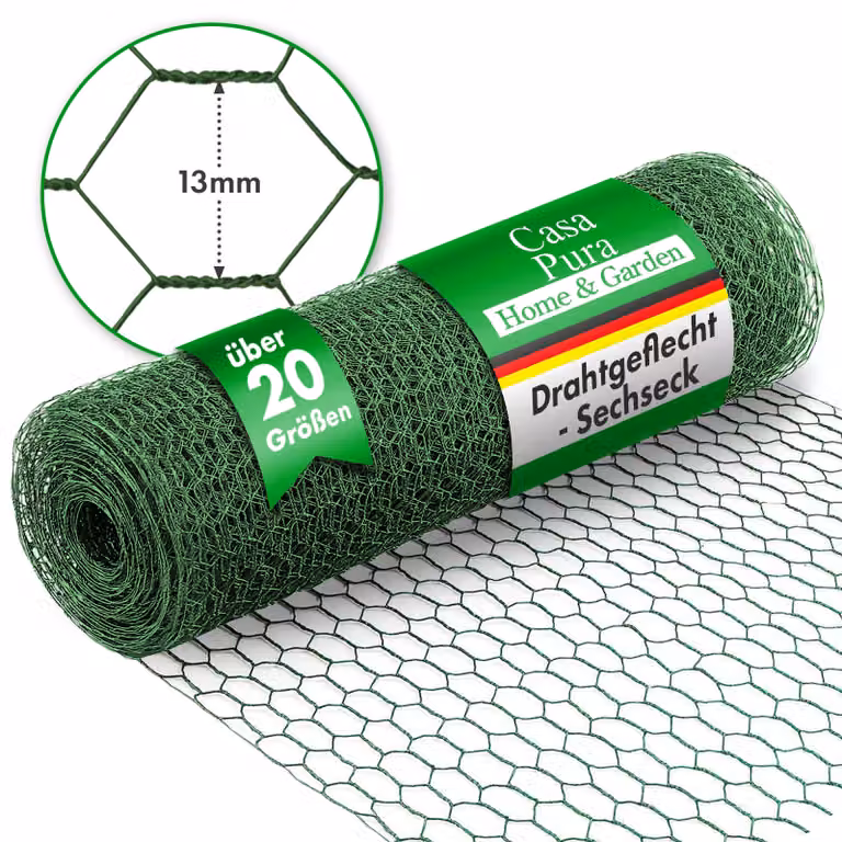 Recinzione in filo metallico Guaina verde Filo di coniglio Dimensione della rete: 13 mm Altezza: 75 cm Lunghezza: 10 m