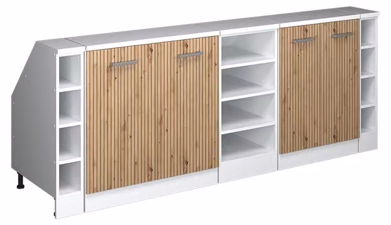 Mobile cucina sottotetto Vicco R-Line Rovere artigianale 210 cm Set di 5 carcasse armadio profondità 60 cm, Model 60065