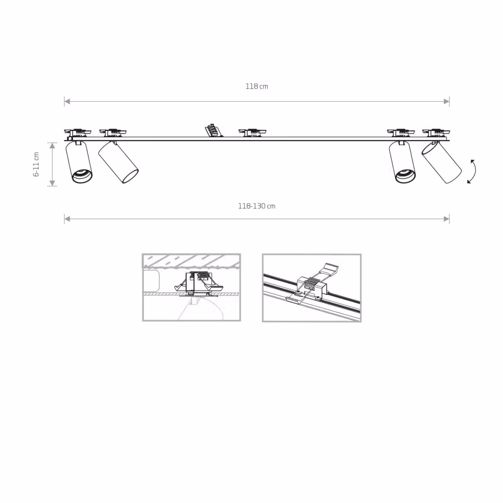 Nowodvorski Lighting Mono Surface 7836 faretto da incasso quadrato nero con 4xGU10 regolabile e dimmerabile