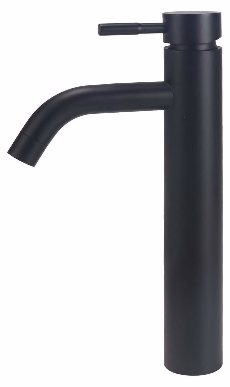 Rubinetto da bagno, colore nero, lavabo, miscelatore alto con bocchetta da 29 cm, acciaio inossidabile 304