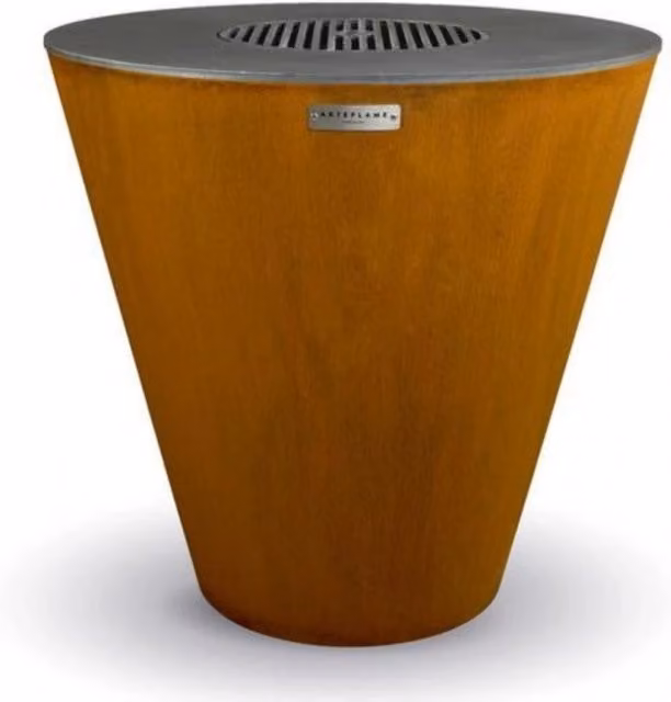 Arteflame One40 BBQ e braciere in acciaio corten marrone con piastra di cottura in ghisa, Altezza: 97 cm, Larghezza: 102 cm