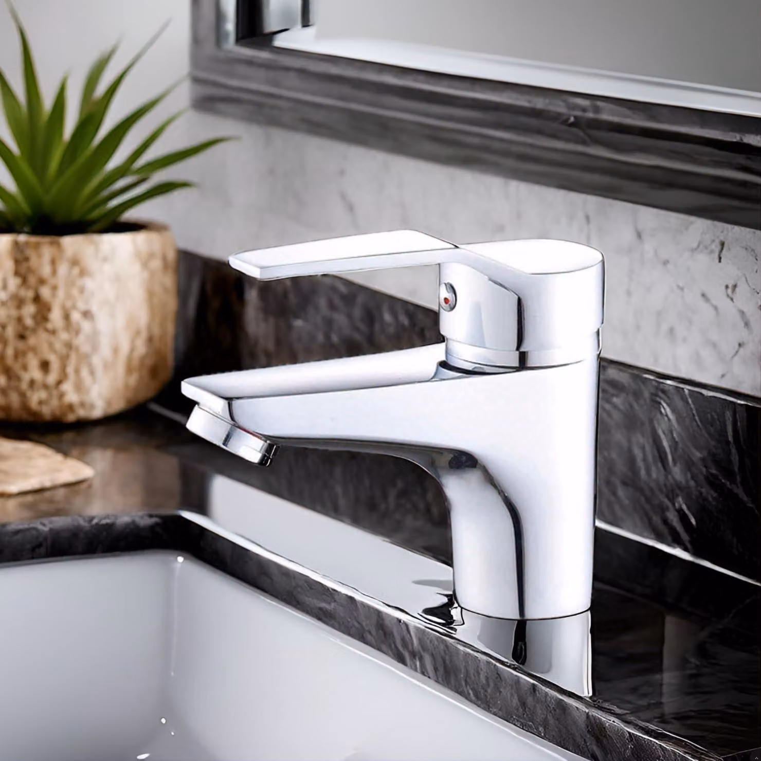 Miscelatore monocomando per lavabo, cromato, completo di gruppo di scarico, cartuccia da 40 mm