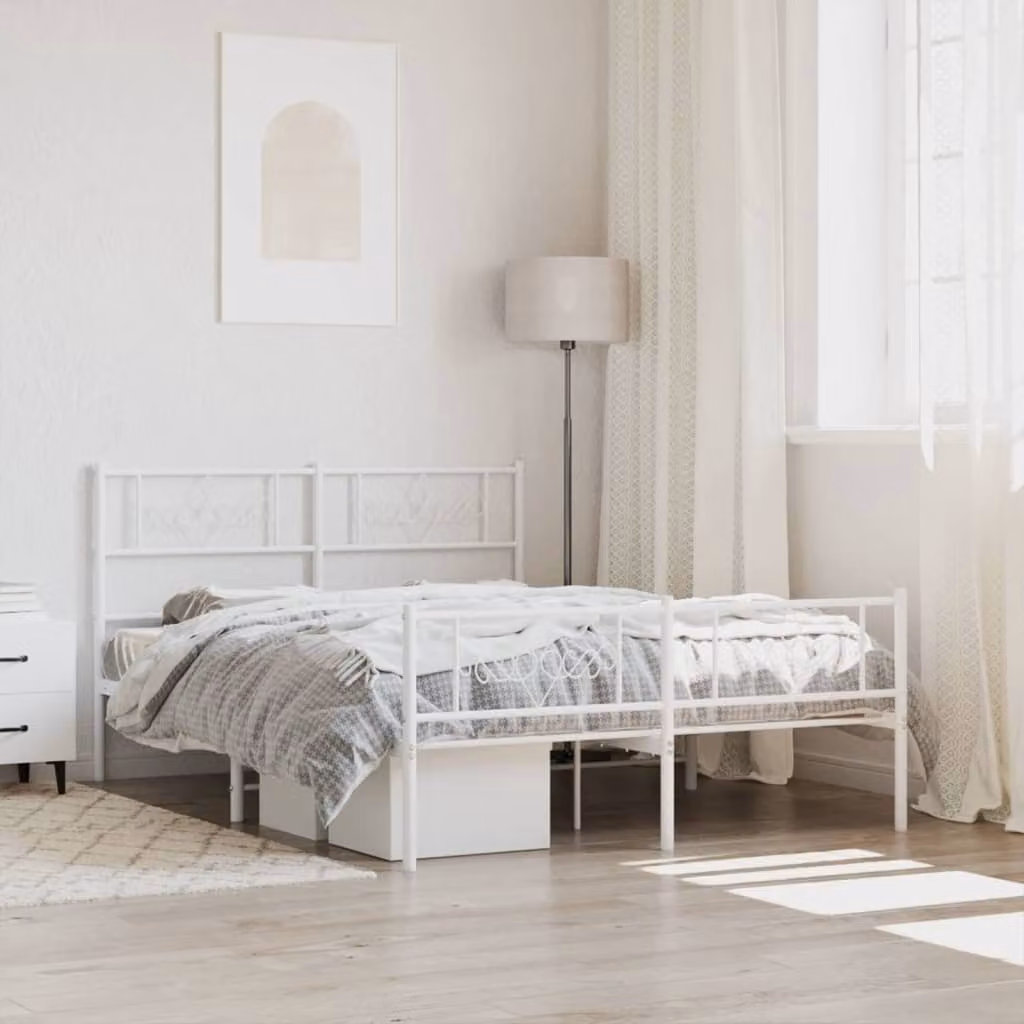 vidaXL Giroletto in metallo bianco con testiera e pediera L/P: 120 x 200 cm