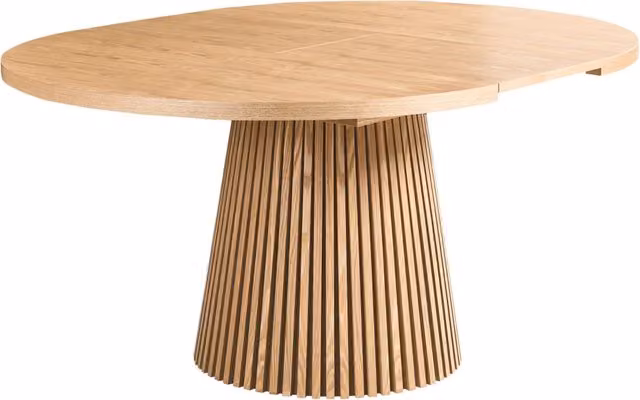 Tavolo da pranzo allungabile moderno industriale gambe a coste legno di frassino chiaro