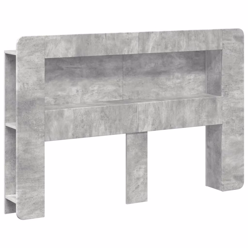 Testiera per letto moderna con ripiano integrato e scomparti laterali in legno ingegnerizzato, colore Grigio Cemento, L: 182,0 cm, H: 100,0 cm, P: 24,8 cm – 2
