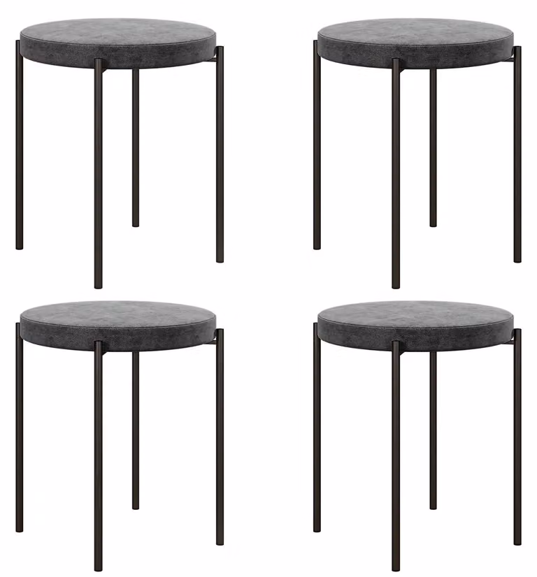 HOMCOM Set di 4 sgabelli da pranzo, sedie da pranzo, sgabelli da cucina, metallo, grigio scuro