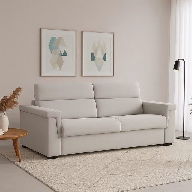 Divano Cantu DMORA Made in Italy con rivestimento in tessuto sfoderabile, Grigio, L: 225 cm, P: 95 cm