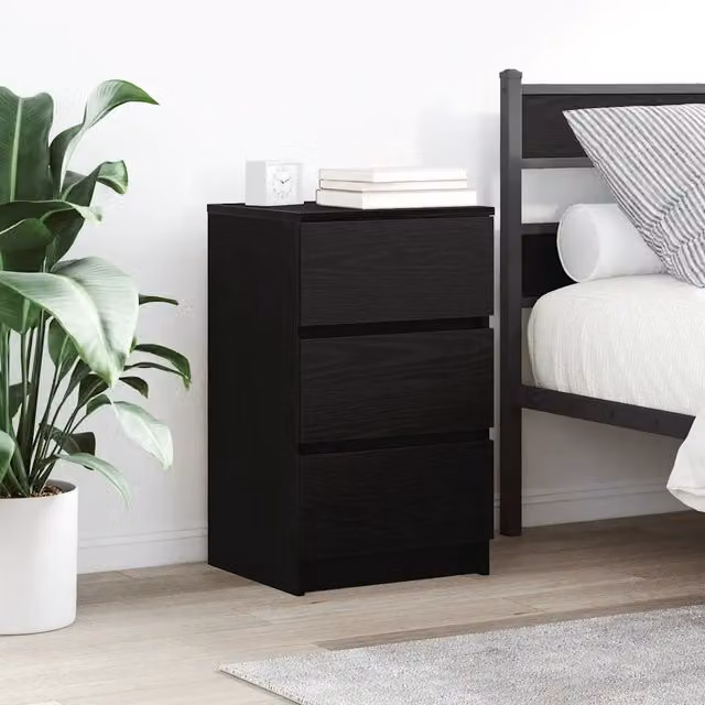 Set di 2 comodini sospesi vidaXL con 3 cassetti, colore nero opaco, L/P/H: 39 x 35 x 65 cm