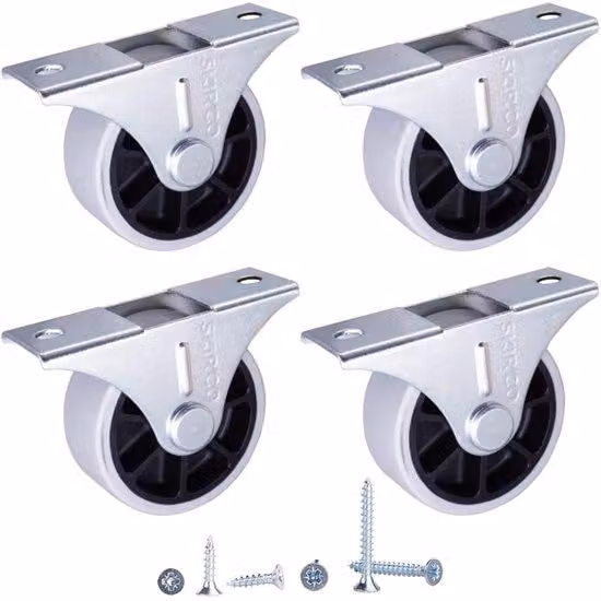Ruote in gomma da 40 mm, fisse, per mobili, nere, set da 4 pezzi