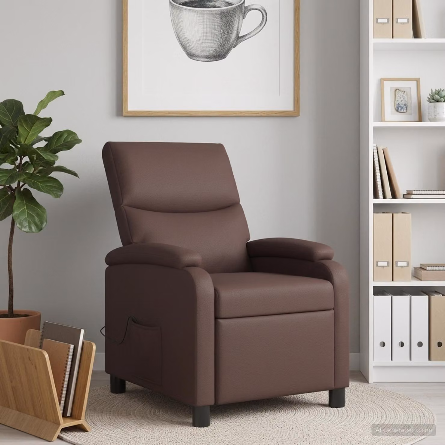vidaXL Poltrona Relax Moderna in Similpelle Marrone con Braccioli