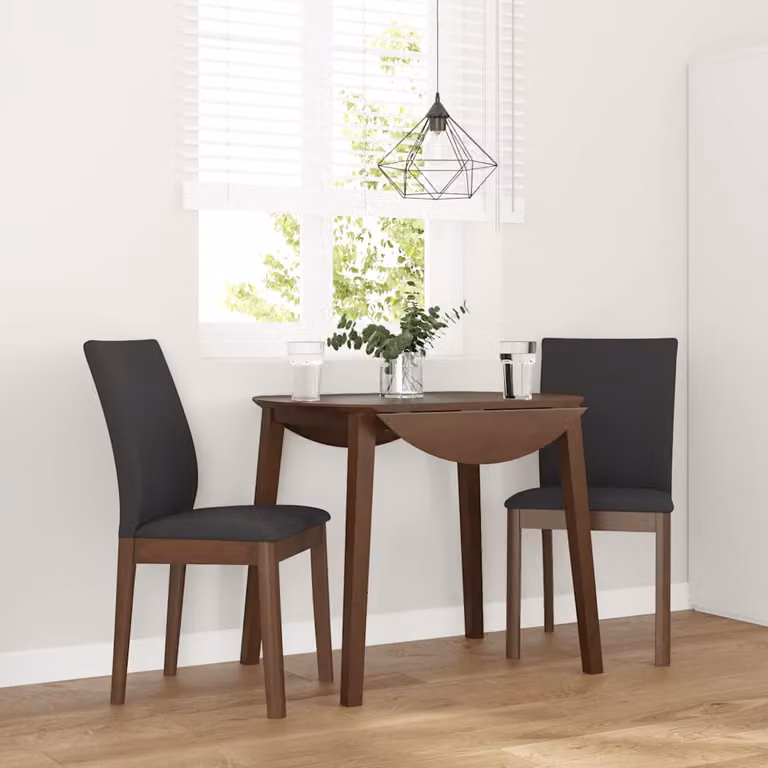 Set di 2 sedie da pranzo con cuscini vidaXL in legno di hevea marrone e nero