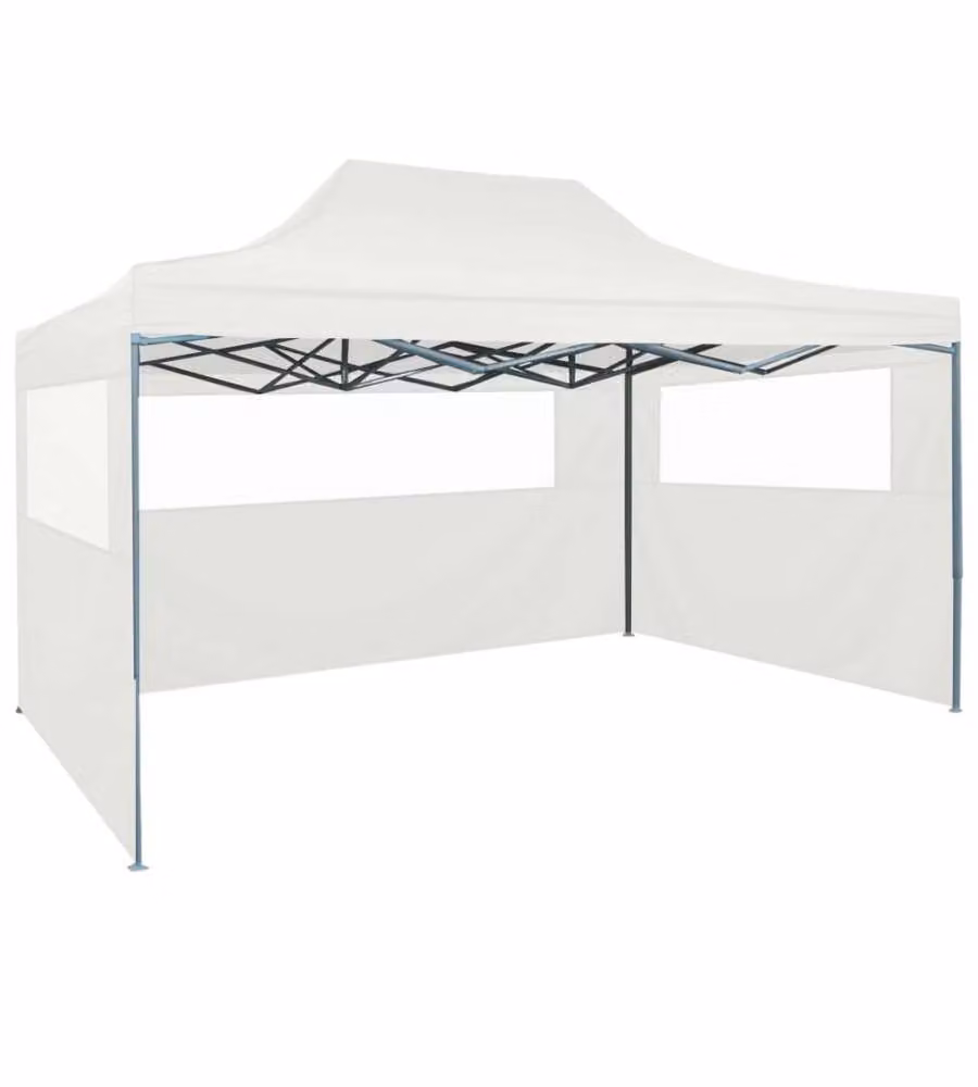 Tendone per Feste Pieghevole con 3 Pareti 3x4,5 m Bianco