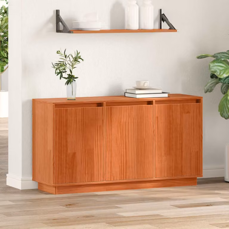 Credenza moderna vidaXL in pino massello marrone L: 111 cm, P: 34 cm, H: 60 cm