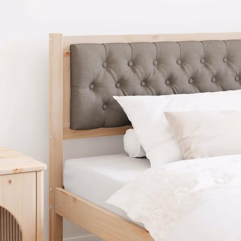 Testiera per letto imbottita vidaXL in legno di pino massello, colore marrone e beige, larghezza: 100 cm