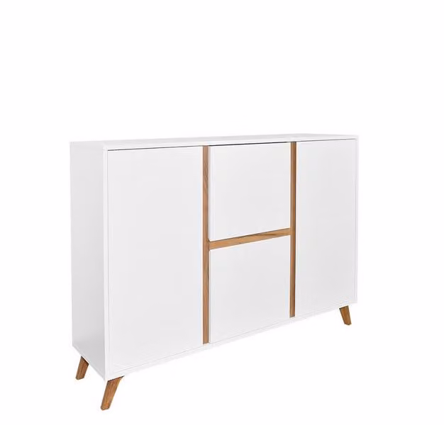 Cassettiera combinata MOREL - bianco / rovere kraft dorato