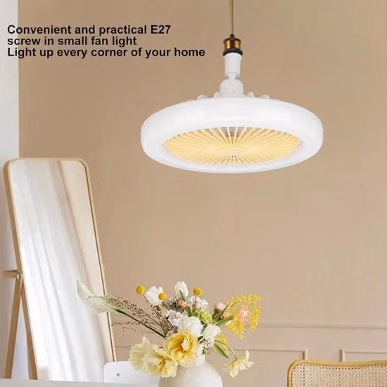 Ventilatore da soffitto bianco con illuminazione LED regolabile e telecomando, 3 velocità e funzione terapia aromatica