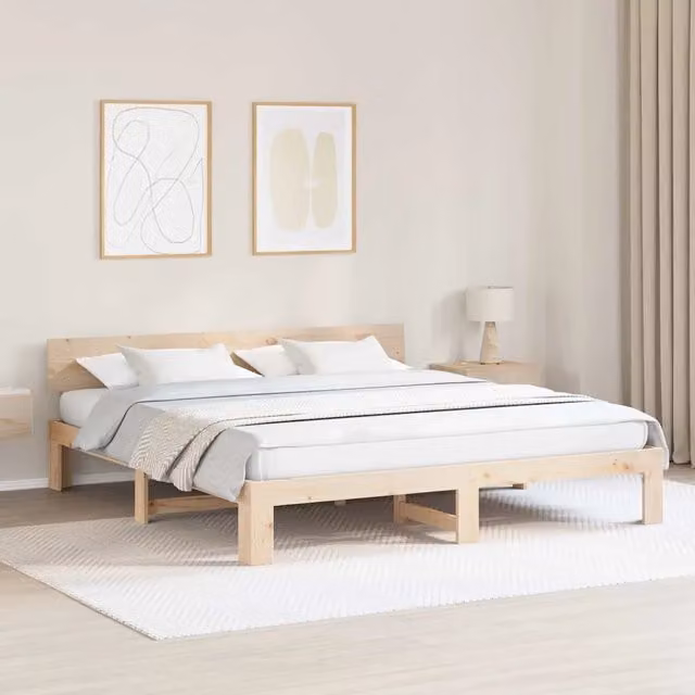 Struttura letto in pino massello vidaXL colore marrone L/P/H: 200 x 200 x 66 cm