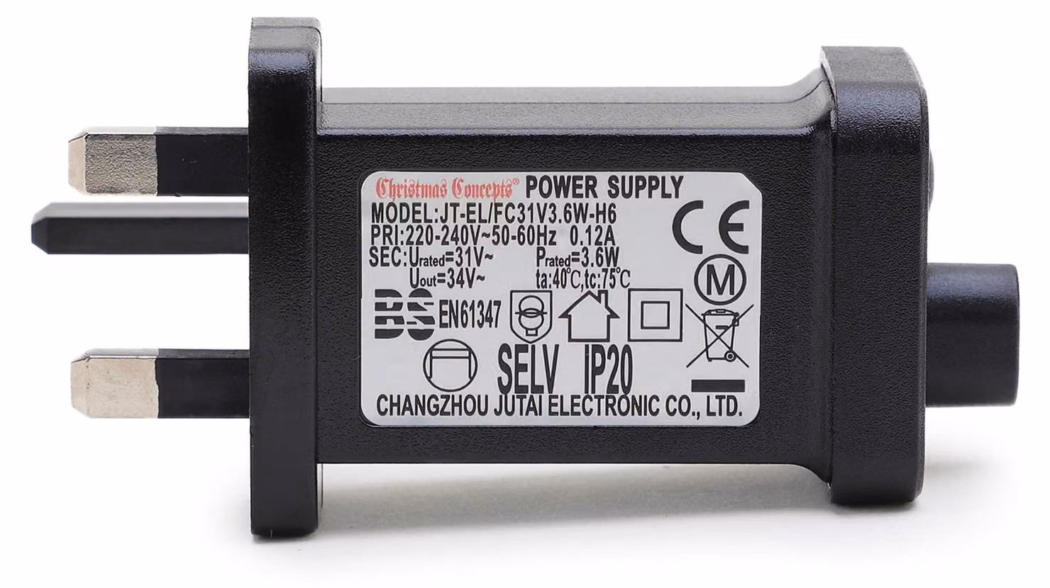 Adattatore da 31V, 3.6W, senza cavo, per luci natalizie