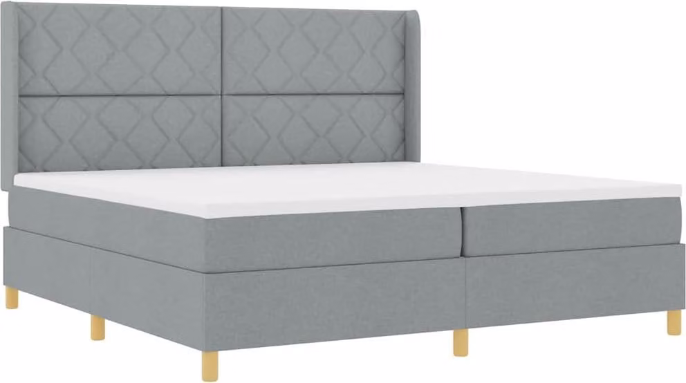 Maison Exclusive - Letto boxspring con strisce luminose a LED, grigio chiaro, 200 x 200 cm, rivestimento in tessuto