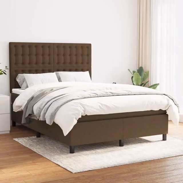 Letto Ibrido con Giroletto a Molle e Materasso vidaXL, Marrone e Bianco, L/P/H: 140 x 190 x 128 cm – 1