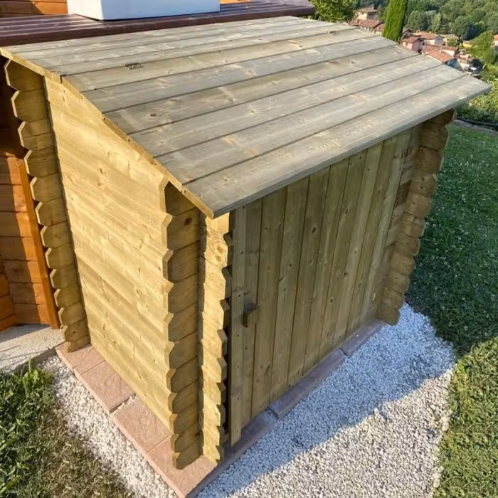 Locale Tecnico in Legno Marrone BSVILLAGE per Piscine Fuori Terra L: 120 cm, P: 89 cm, H: 113 cm – 2