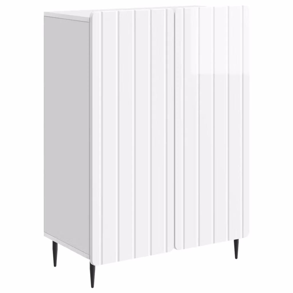 Credenza moderna vidaXL in bianco lucido con finitura MDF e metallo L: 66 cm, P: 34,5 cm, H: 92 cm – 2