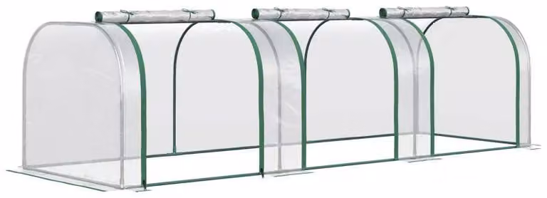 Serra a tunnel - Serra in plastica con struttura in acciaio | Colore: Verde scuro, trasparente | Dimensioni: 100x295x80 cm