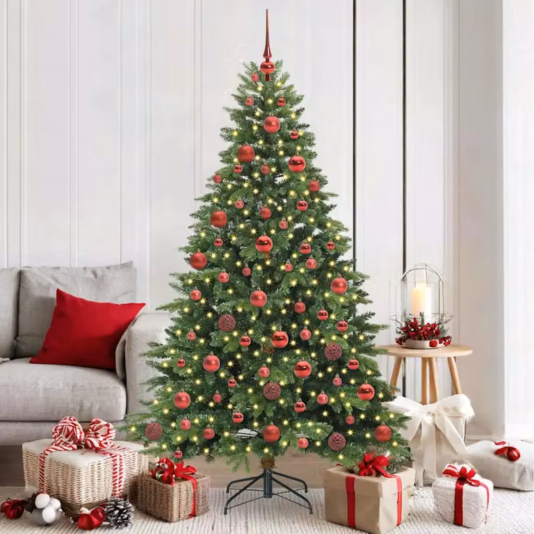 Albero di Natale artificiale vidaXL verde con 300 LED warm white in PE e PVC, Altezza: 180 cm