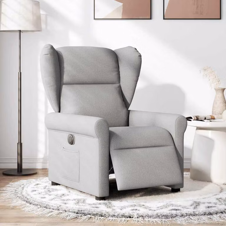vidaXL Poltrona Elettrica Reclinabile Grigio Nuvola in Tessuto