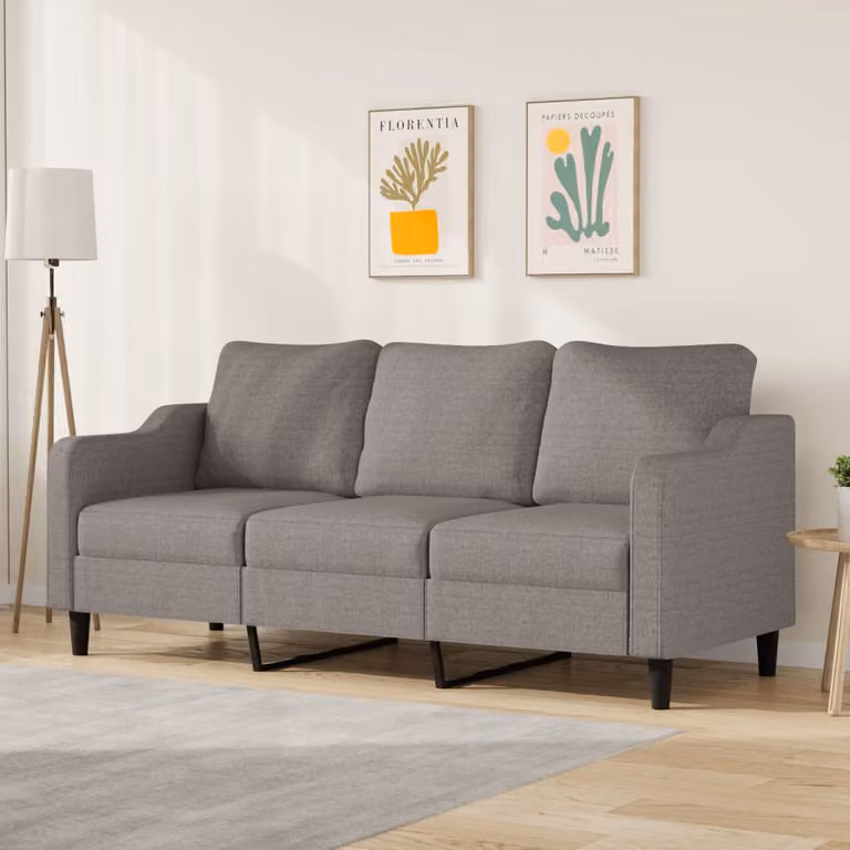 Divano a 3 posti moderno vidaXL in tessuto beige o grigio con struttura in metallo L: 180 cm, P: 80 cm, H: 77 cm