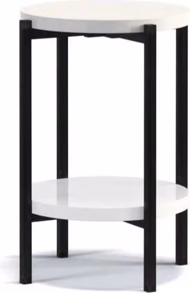 Tavolino portaoggetti rotondo VILEM - bianco lucido