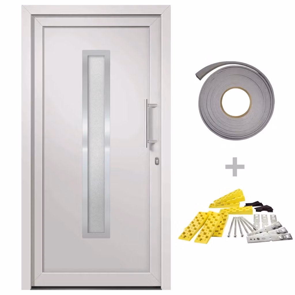 Porta di Ingresso Moderna con Inserti in Vetro vidaXL Bianca L: 98 cm, H: 208 cm – 2