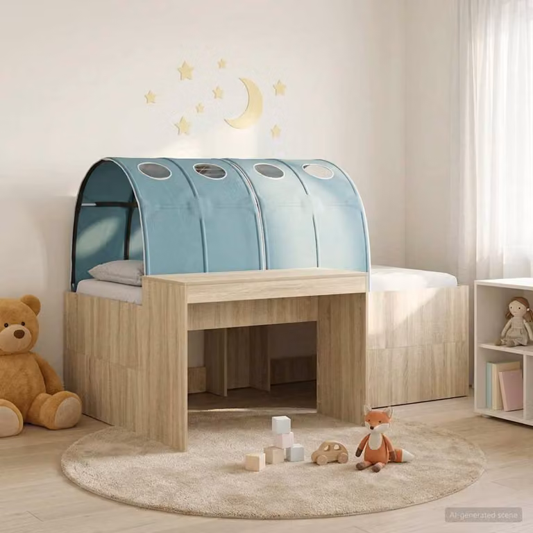 Letto alto per bambini vidaXL con scrivania in legno ingegnerizzato, L/P/H: 193 x 120 x 133,5 cm