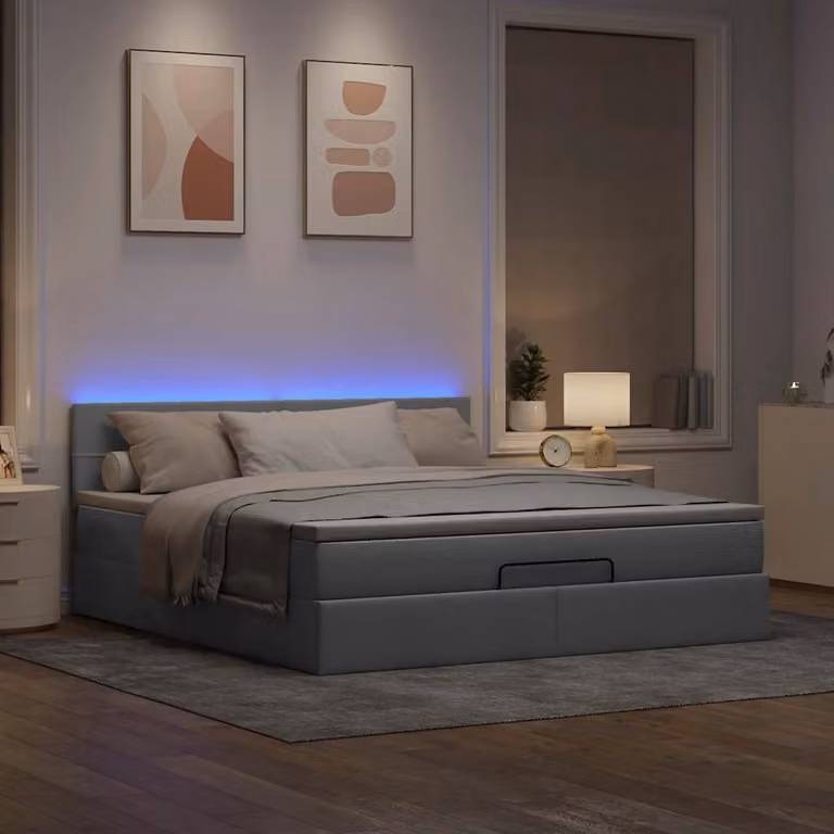 Maison Exclusive - Pouf Letto con Materasso e LED Grigio Chiaro 180x200cm Tessuto