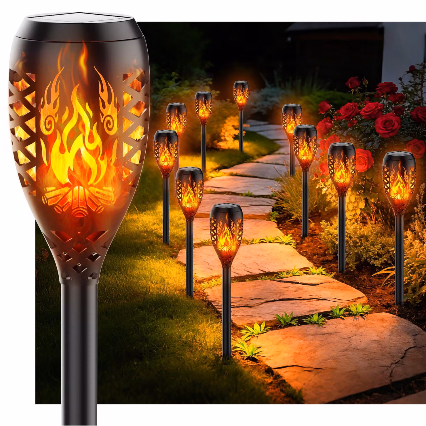 Lampade solari per il giardino, 10 pezzi, luce bianco caldo, tecnologia LED