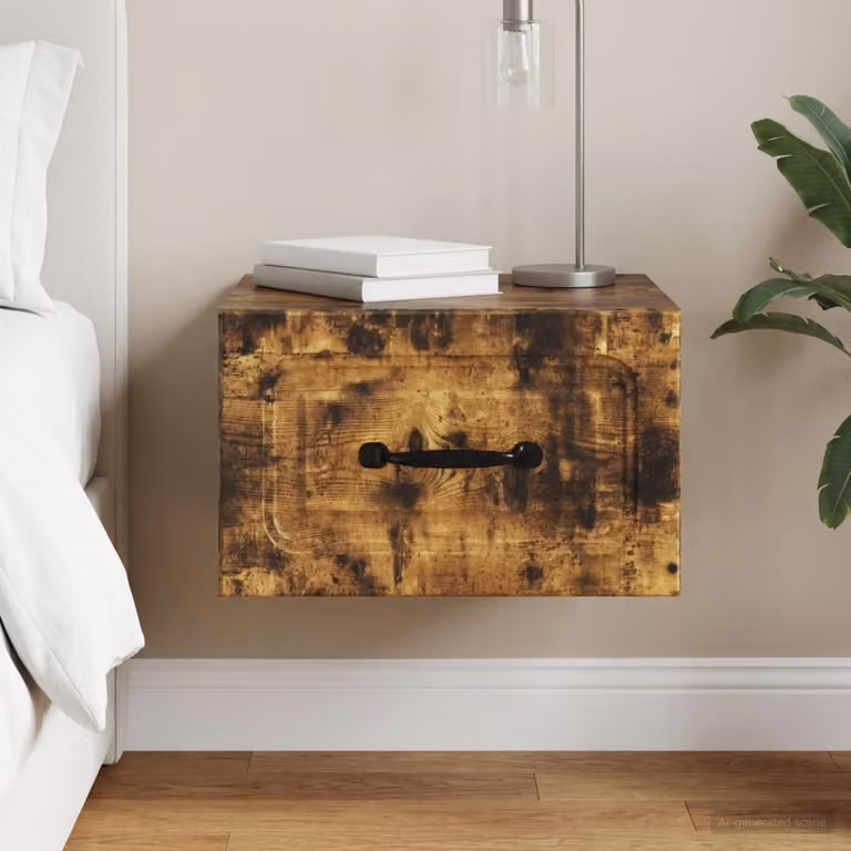 vidaXL Mobiletto da notte sospeso moderno in MDF marrone L 34,5 x P 33 x H 20 cm
