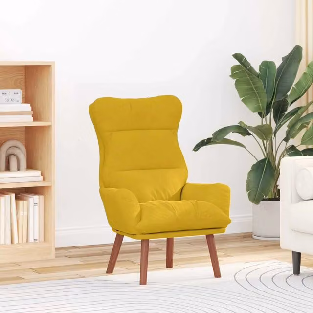 Poltrona relax moderna vidaXL in velluto giallo con braccioli, L: 69 cm, P: 74 cm, H: 93 cm – 1