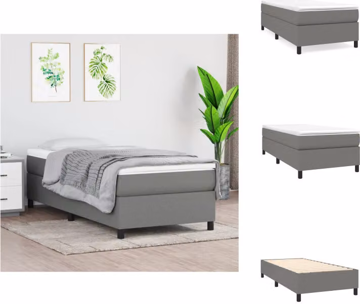 vidaXL Letto a molle insacchettate grigio scuro 100x200 cm tessuto - Letti e strutture letto