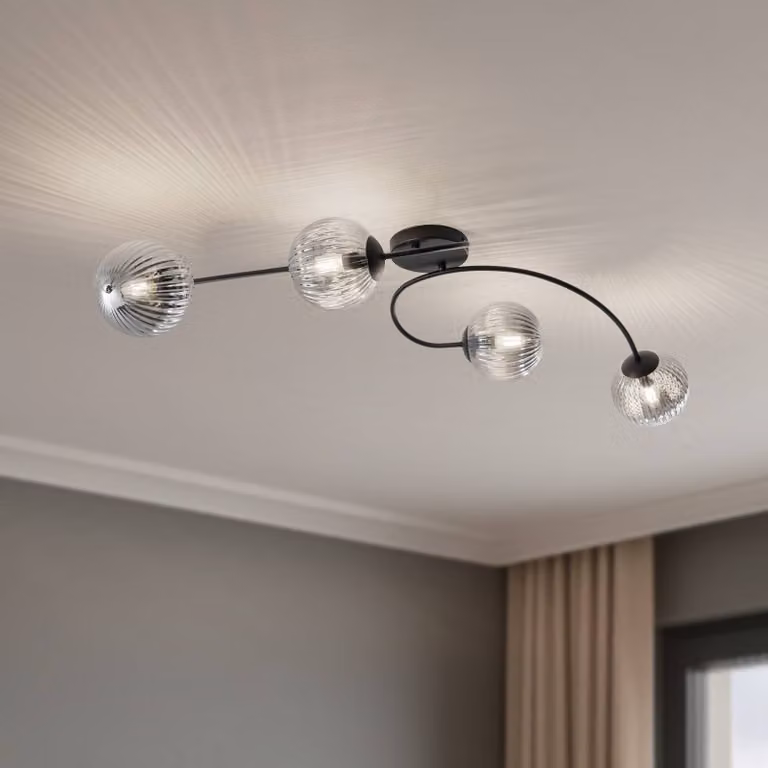 Plafoniera soffitto Vibra EMIBIG LIGHTING, dimmerabile, Alluminio / Grigio / Zincato, Soggiorno / Sala da pranzo, Vetro, Moderno, Plafoniera