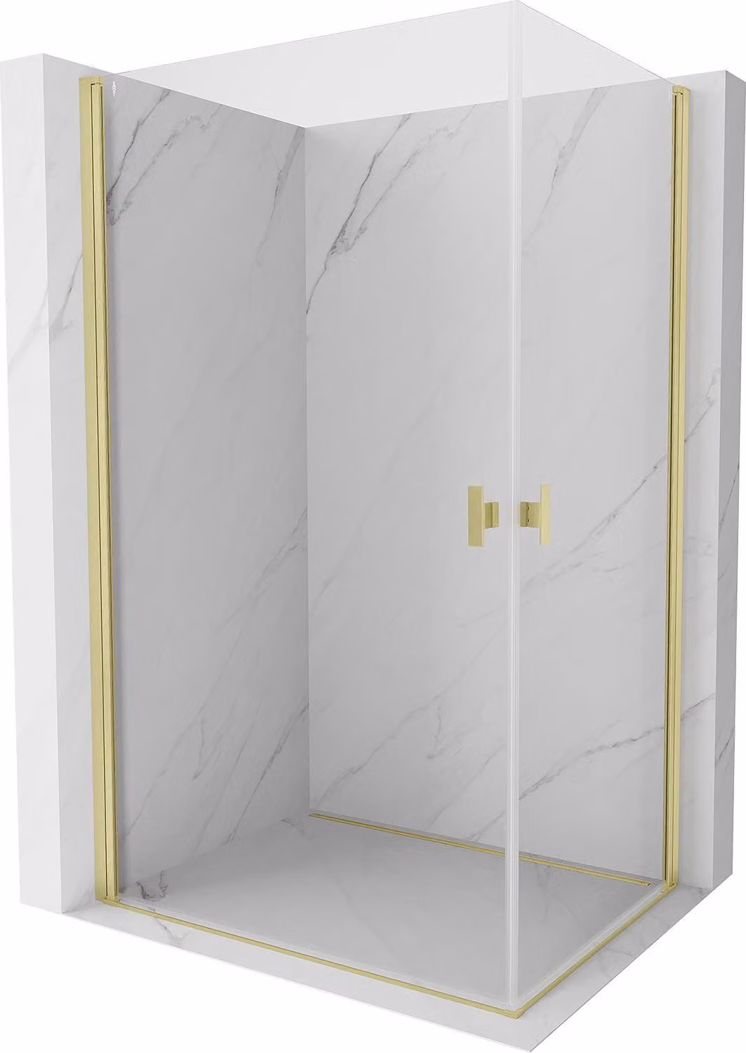 Mexen Mist-B Duo cabina doccia a battente 90 x 75 cm, trasparente, oro spazzolato - 8A2-090-075-55-00