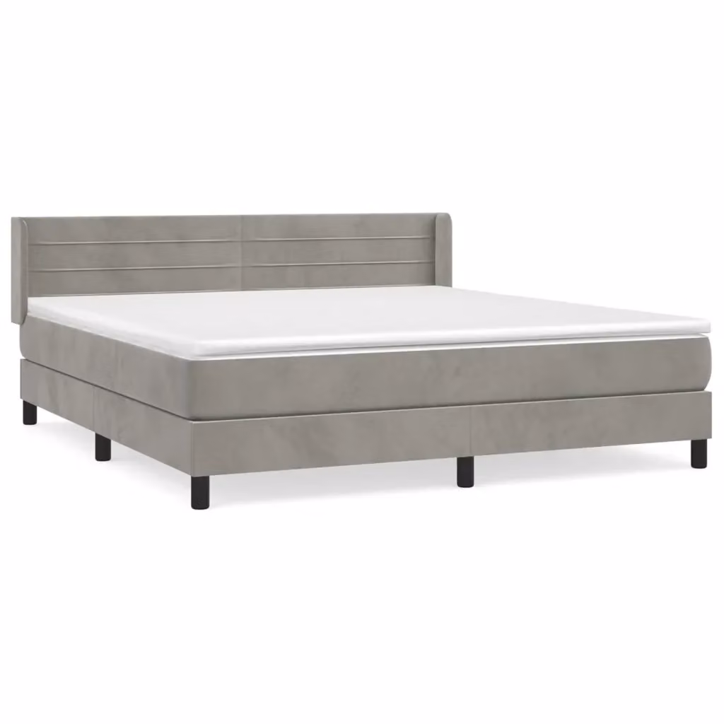 Letto Ibrido vidaXL con Giroletto a Molle e Materasso in Velluto Grigio Chiaro e Bianco, Struttura in Legno di Larice, L/P: 180 x 200 cm – 2