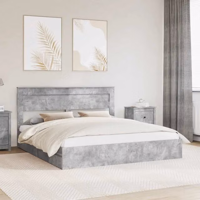 Letto con contenitore e cassetto vidaXL in tessuto grigio, L/P/H: 200 x 200 x 210 cm