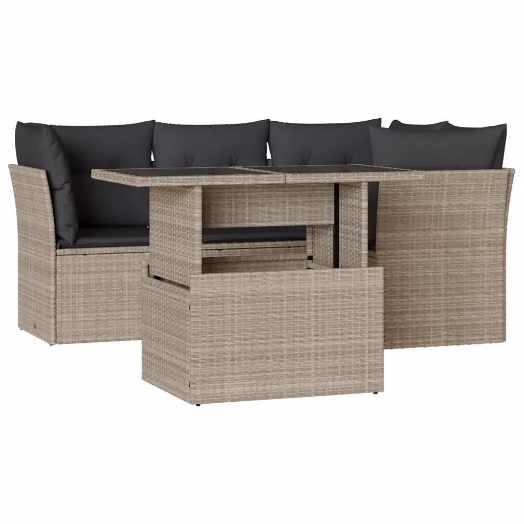 vidaXL Set Divano da Giardino a L con Tavolino in Polyrattan e Cuscini Antracite – 2