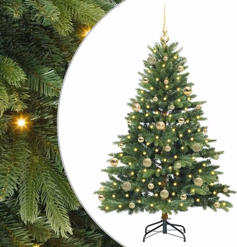 Albero di Natale artificiale con 150 LED Verde 150 cm PE e PVC