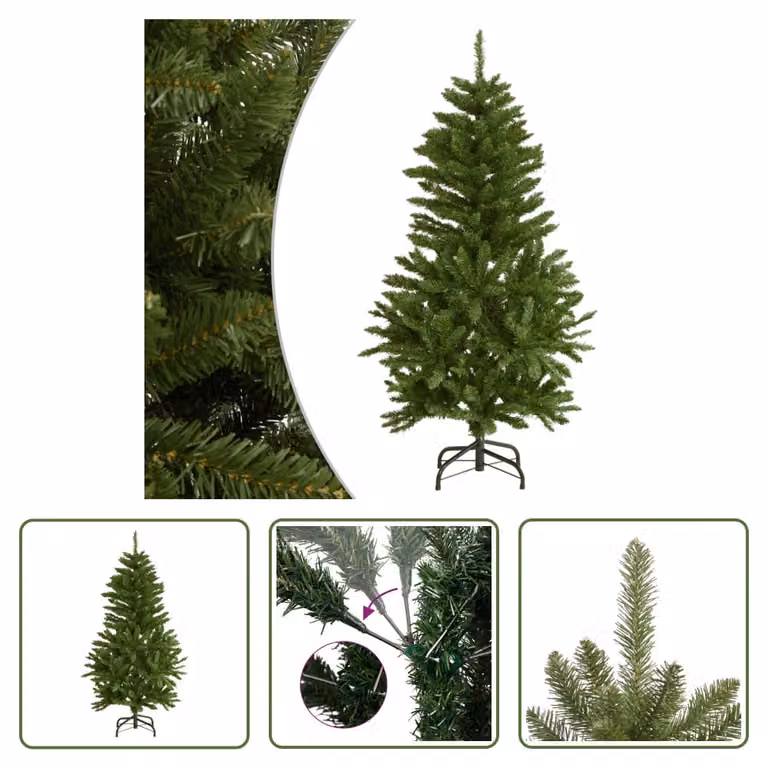 The Living Store Albero di Natale artificiale pieghevole con supporto verde 120 cm