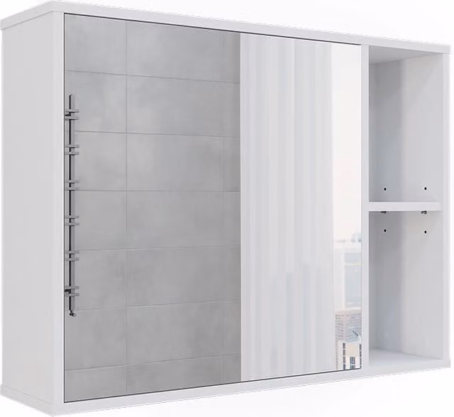 Mobile a specchio per il bagno Leano Vicco Bianco con illuminazione LED e ante in vetro L 80 x P 60 x H 20 cm